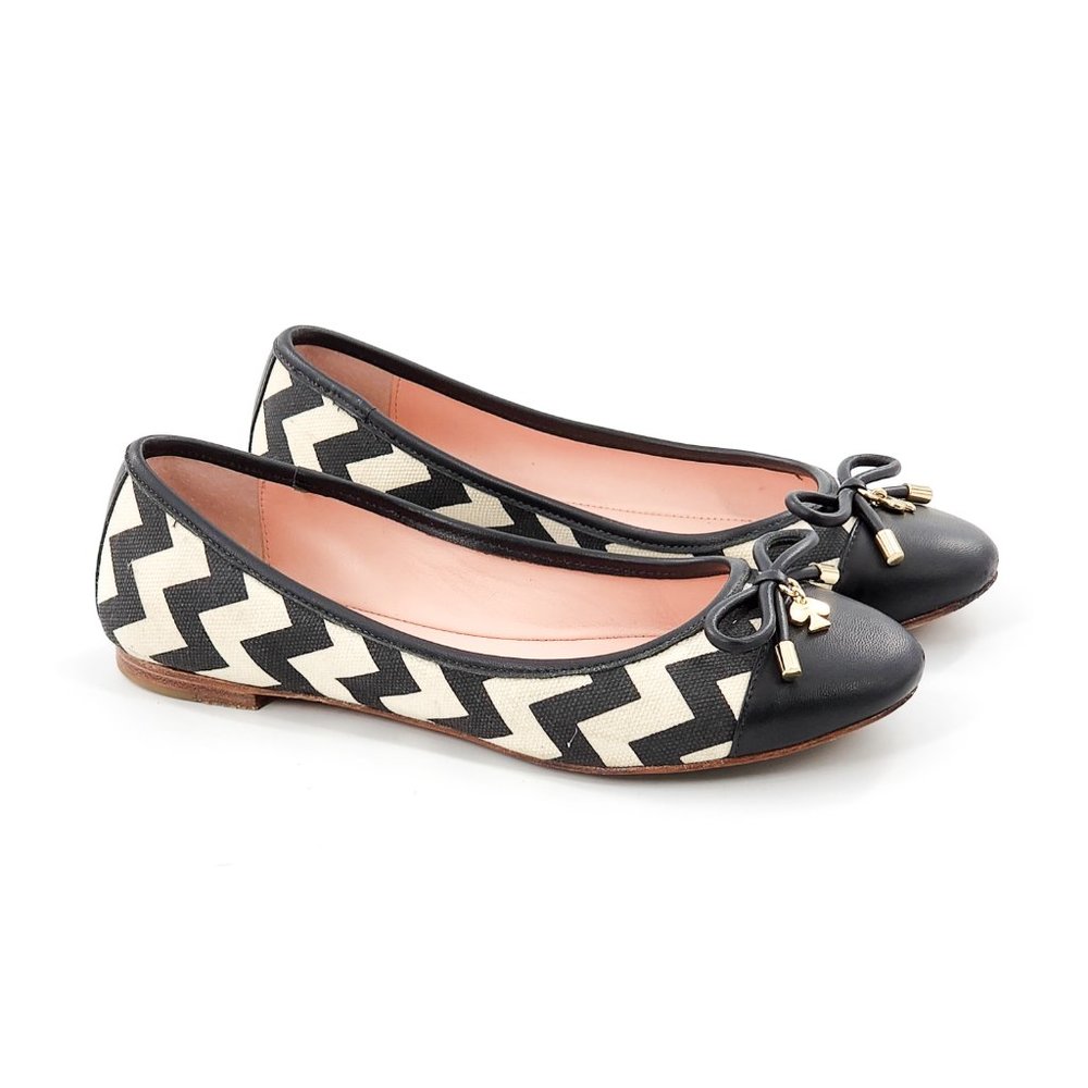 KATE SPADE Chevron Zig Zag Canvas Ballet Flats